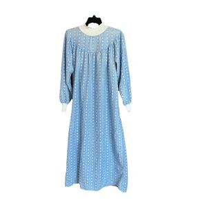 Vintage Kittens Maxi Nightgown Med Cat & Heart Print Conservative Long Sleeve